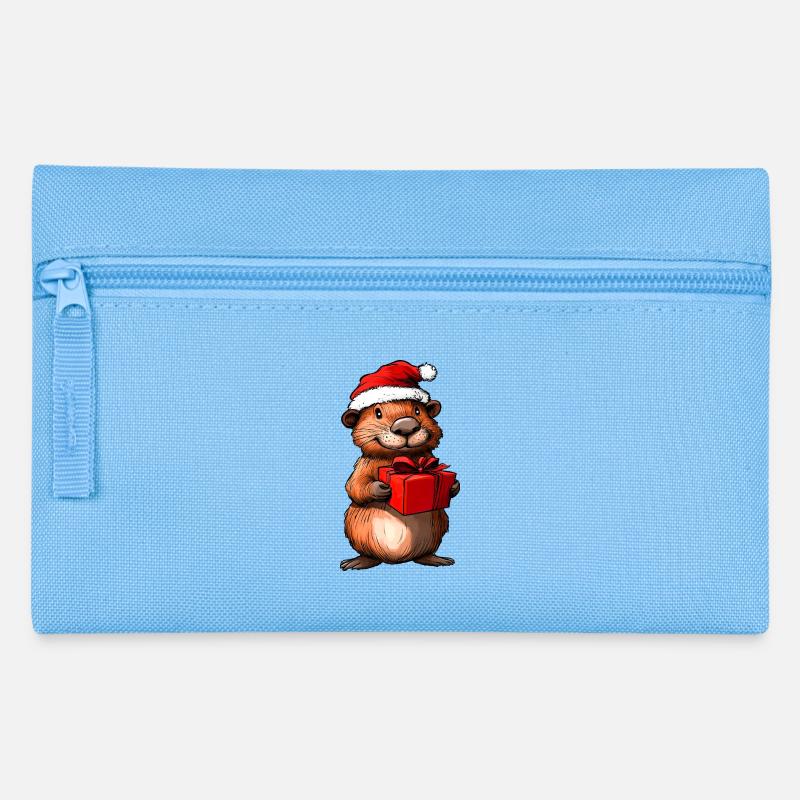 Noël castor / Castor du Père Noël - Trousse - bleu clair