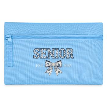  Senior Est 2025 Florale Schleife Abschlussklasse - Federtasche - Hellblau - Vorne