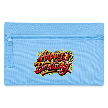 Herzlichen Glückwunsch zum Geburtstag Graffiti Gelb Rot - Federtasche - Hellblau - Vorne