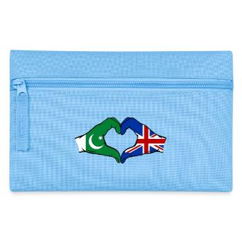 Pakistan Grossbritanien Flagge Hände Herzform - Federtasche - Hellblau - Vorne