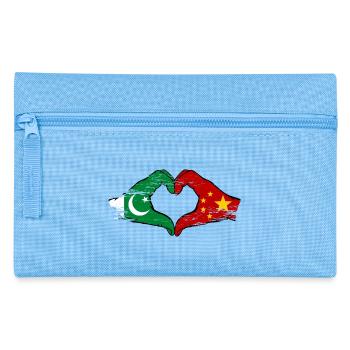 Pakistan Chine drapeau mains forme de coeur utilisé - Trousse - bleu clair - Devant