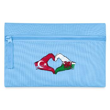 Türkei Wales Flagge Hände Herzform used - Federtasche - Hellblau - Vorne