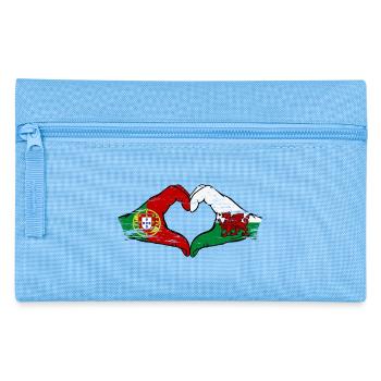 Portugal Wales flag hands heart shape used - Pencil Case - light blue - Front