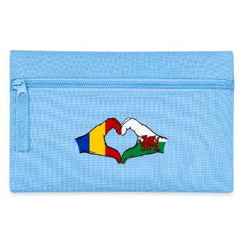 Rumänien Wales Flagge Hände Herzform - Federtasche - Hellblau - Vorne