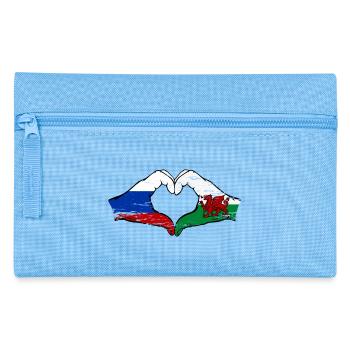 Russland Wales Flagge Hände Herzform used - Federtasche - Hellblau - Vorne