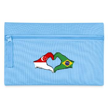 Singapore Brazil Flag Hands Heart Shape - Pencil Case - light blue - Front