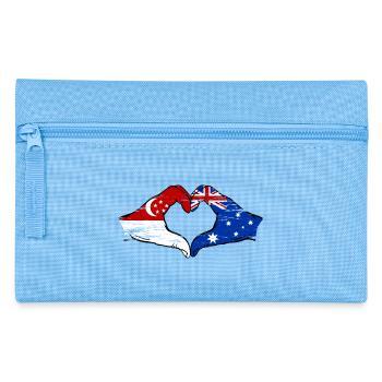 Singapore Australia Flag Hands Heart Shape Used - Pencil Case - light blue - Front
