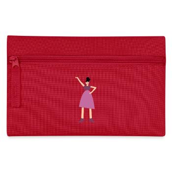Frau im pinken Kleid - Federtasche - Rot - Vorne