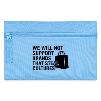 We will not support brands that steal cultures - Federtasche - Hellblau - Vorne