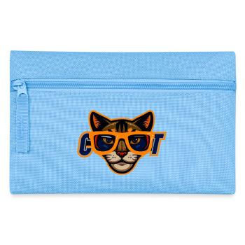 Cat with orange sunglasses - Pencil Case - light blue - Front