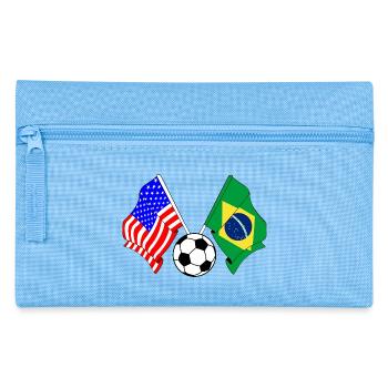 Fußball Brasilien gegen USA - Federtasche - Hellblau - Vorne