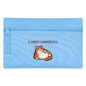 Chonky Pixel Cat Heavy Breathing - Pencil Case - light blue - Front
