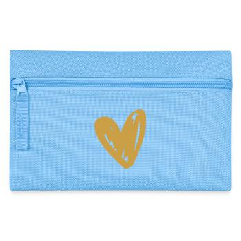 Golden Heart Doodle Design - Pencil Case - light blue - Front