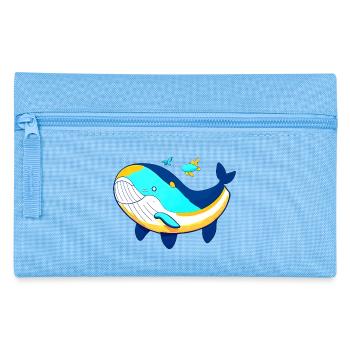 Freundlicher Wal mit Babywal - Federtasche - Hellblau - Vorne