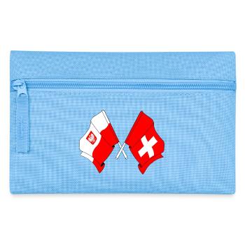 Flagge Polen, Flagge Schweiz - Federtasche - Hellblau - Vorne