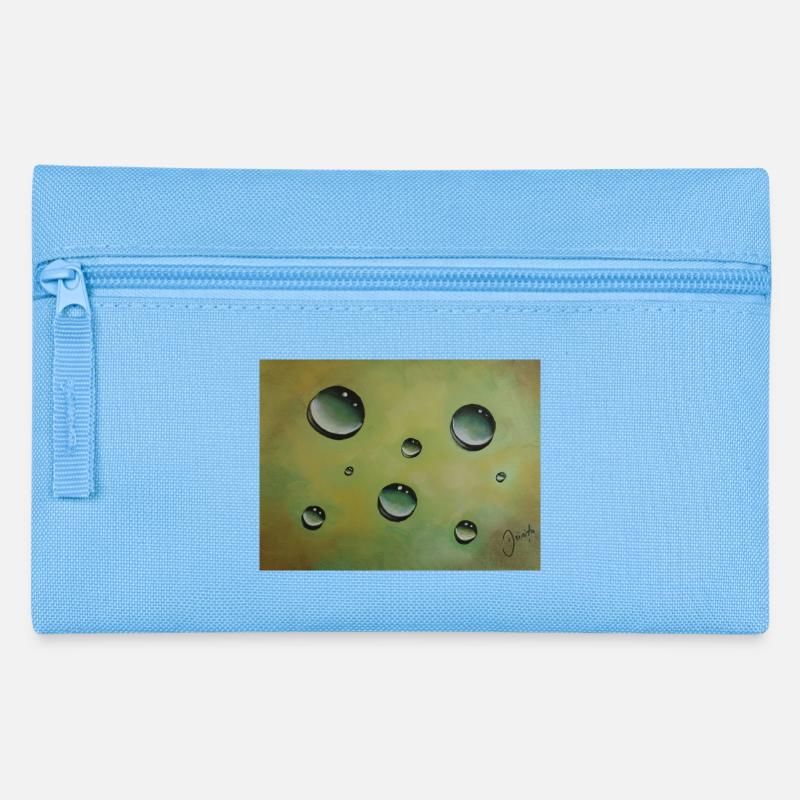 Abstrakte Wassertröpfchen auf Grüngelb - Federtasche - Hellblau