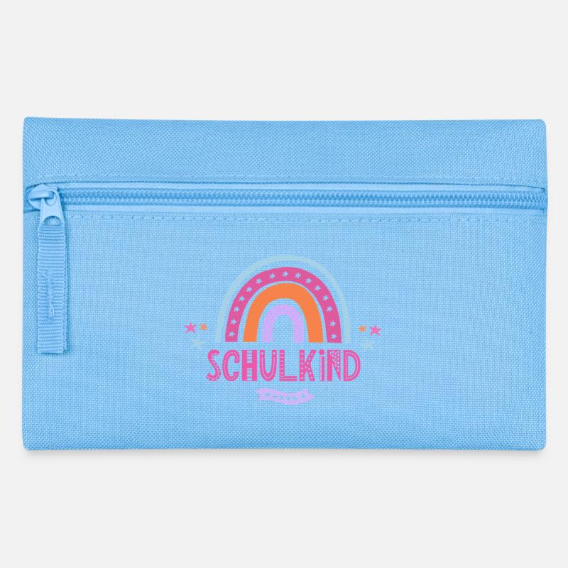 Schulkind Regenbogen Pink für Mädchen Boho - Federtasche - Hellblau