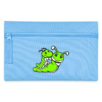 2 friends riding caterpillar father mother child dad mom - Pencil Case - light blue - Front