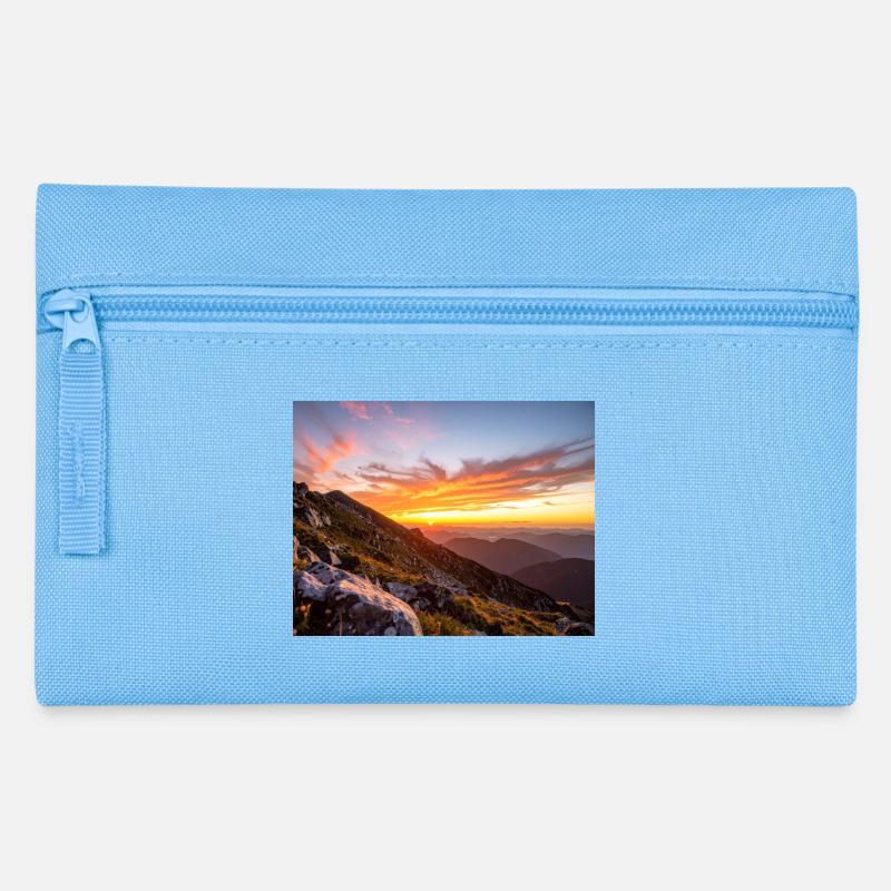 Sunset over the mountain - Pencil Case - light blue
