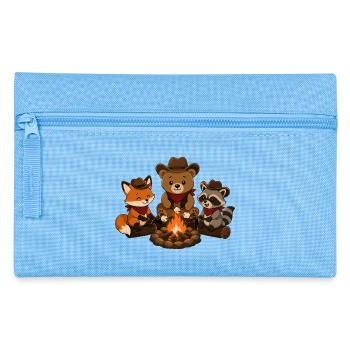Camping Tiere am Lagerfeuer mit Marshmallows  - Federtasche - Hellblau - Vorne
