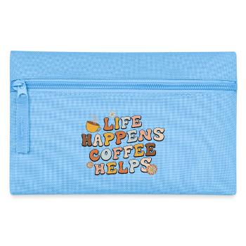 Life Happens Kaffee hilft - Federtasche - Hellblau - Vorne