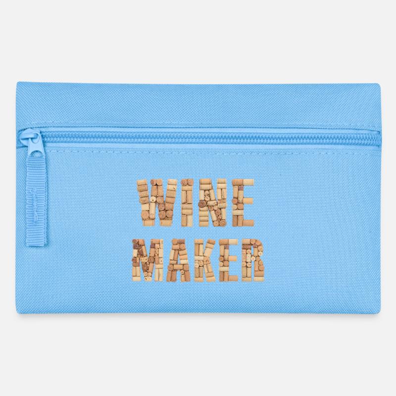 Winemaker – Real Cork Lettering Design - Pencil Case - light blue