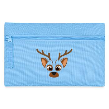 Süßes Hirschgesicht in Best in Brown Shirt - Federtasche - Hellblau - Vorne