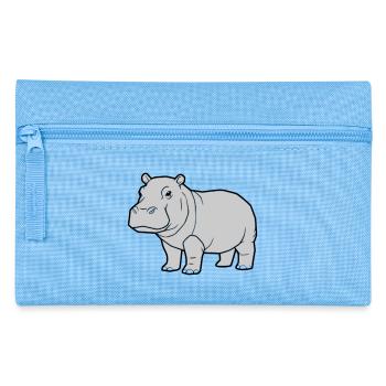 Nilpferd Stehend Comic Tier Zoo - Federtasche - Hellblau - Vorne