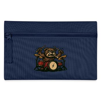 Rock Drummer Bulldog with Drum Set Cartoon Art - Pencil Case - light blue - Front