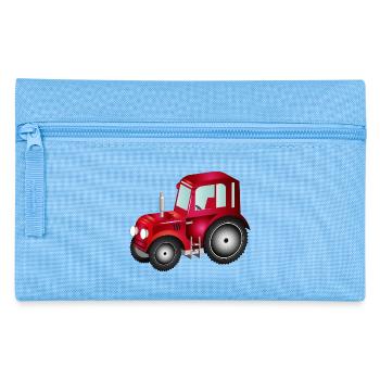 roter 3D Traktor für Trecker und Bauernhof Fans - Federtasche - Hellblau - Vorne