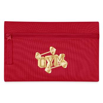 gold-tone dumbbell typography for gym enthusiasts - Pencil Case - red - Front