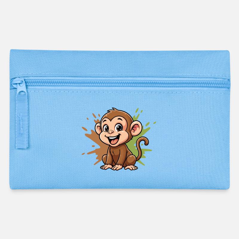 Éclaboussure de peinture de dessin animé singe joyeux - Trousse - bleu clair