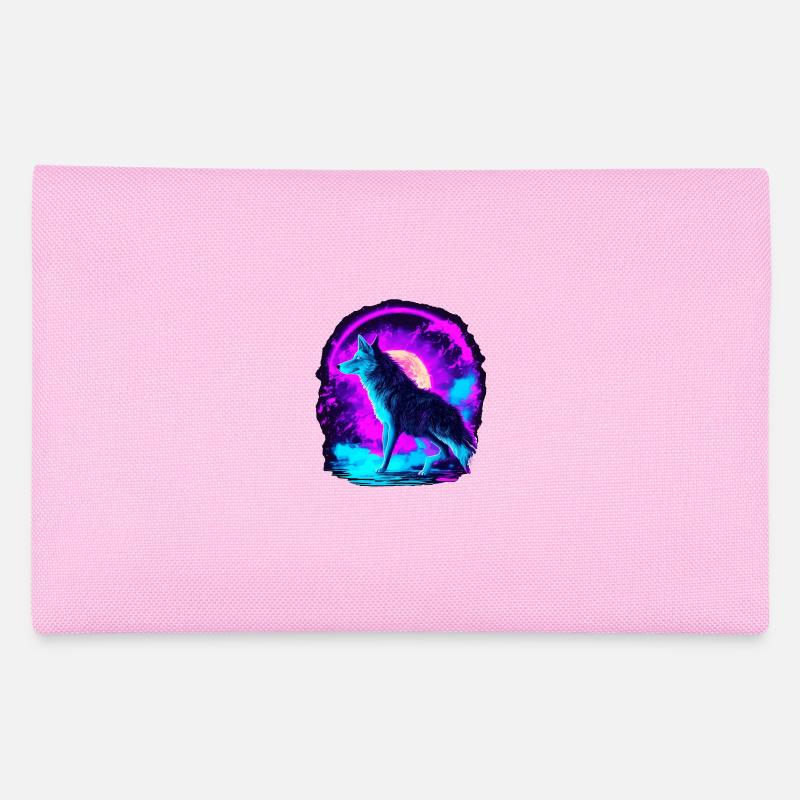 Wolf Neon Illustration Synthwave Art Trousse