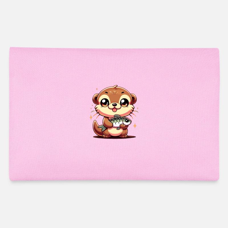 Kawaii Otter With Fish Artistic Design Pencil Case