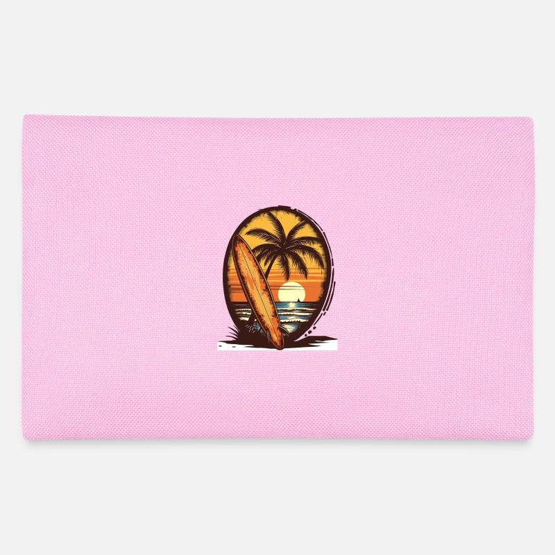 Sonnenuntergang Surfbrett Palmen - Federtasche - Rosa