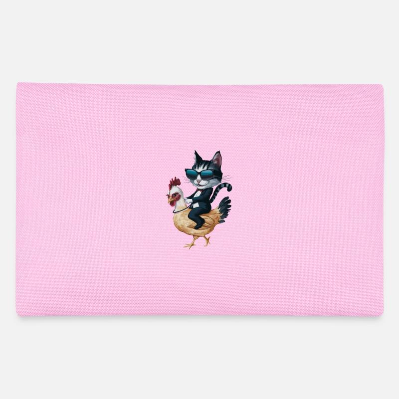 Katze Mit Sonnenbrille Reitet Huhn Federtasche