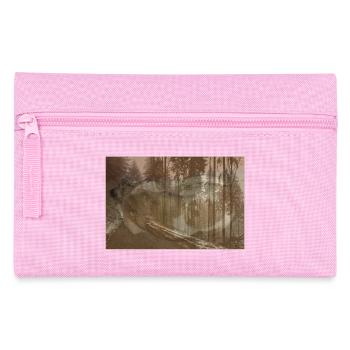 Hund verschmolzen in winterlichem Pfad - Federtasche - Rosa - Vorne