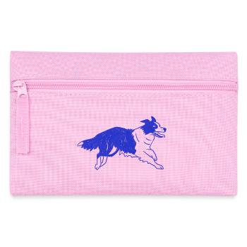 Border Collie Hund Laufen - Federtasche - Rosa - Vorne