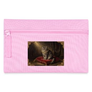 Königliche Katzenpose im Barockrahmen - Federtasche - Rosa - Vorne
