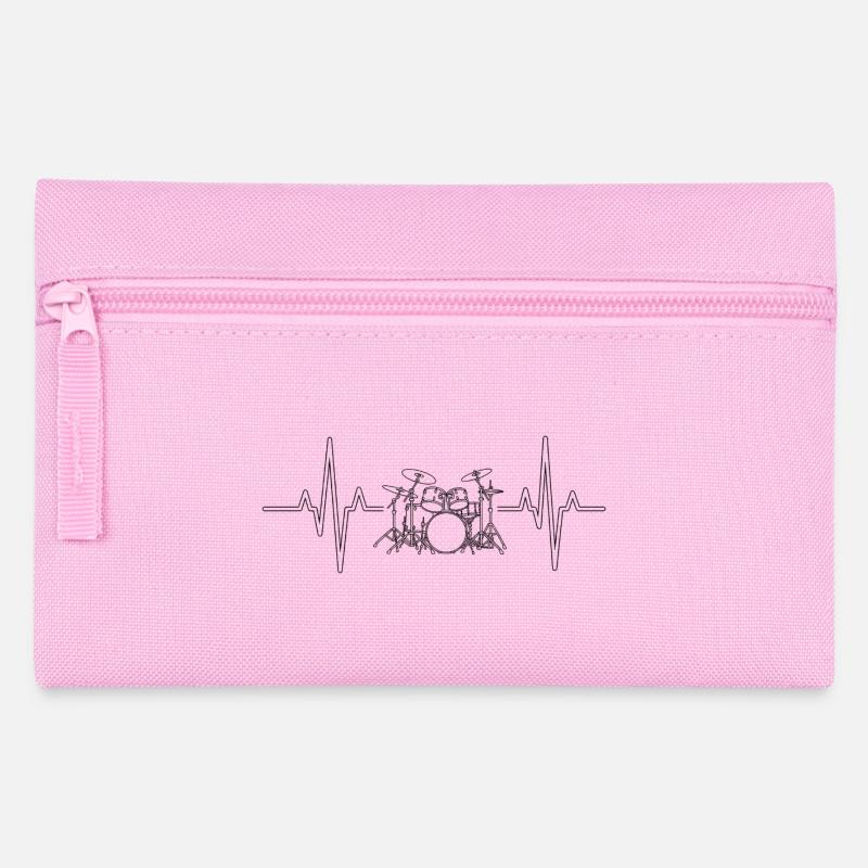 Herzschlag Drumset Silhouette Drummer Heartbeat - Pencil Case - pink