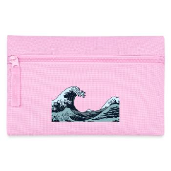 Kanagawa Waves Aesthetic Japanese Art Great Wave - Pencil Case - pink - Front