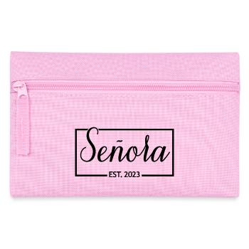 Señora Est. 2023 Verlobungsbraut wird Hochzeit - Federtasche - Rosa - Vorne