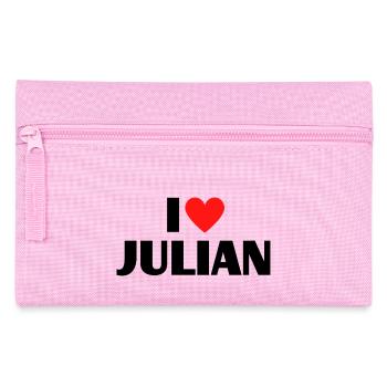 I Love Julian Heart Graphic Name Gift - Pencil Case - pink - Front