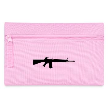 gun rifle weapon military m16 - Pencil Case - pink - Front