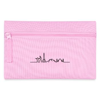 Einmal um die Welt// Shirt-Weltreise// Weltskyline - Federtasche - Rosa - Vorne