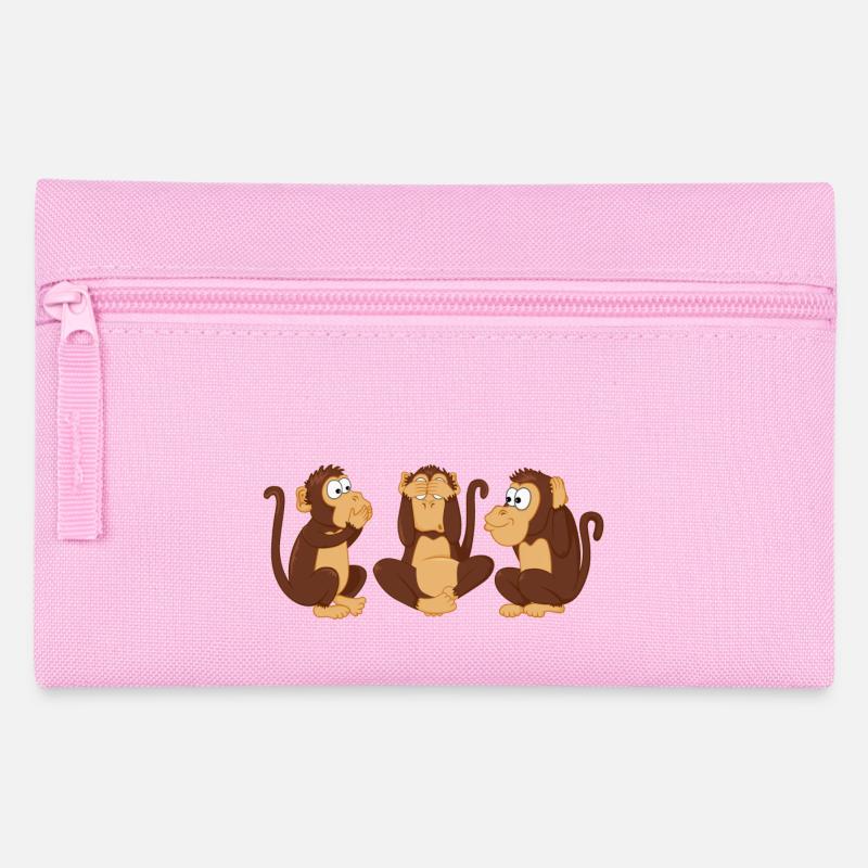 Die Drei Affen - Federtasche - Rosa
