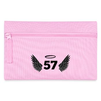 Number 57 Angel - 57th Birthday Wings - Pencil Case - pink - Front