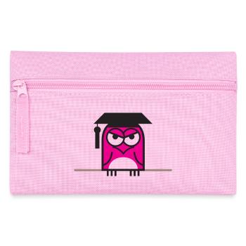 Une hibou assise sur une ligne. - Trousse - rose - Devant