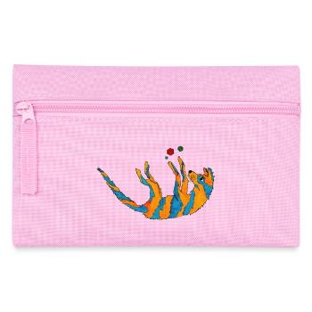 Pen and paper magic wolf playing with D20 dice - Pencil Case - pink - Front