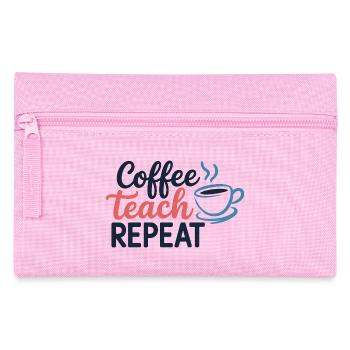 Coffee Teach Repeat Motivational - Pencil Case - pink - Front